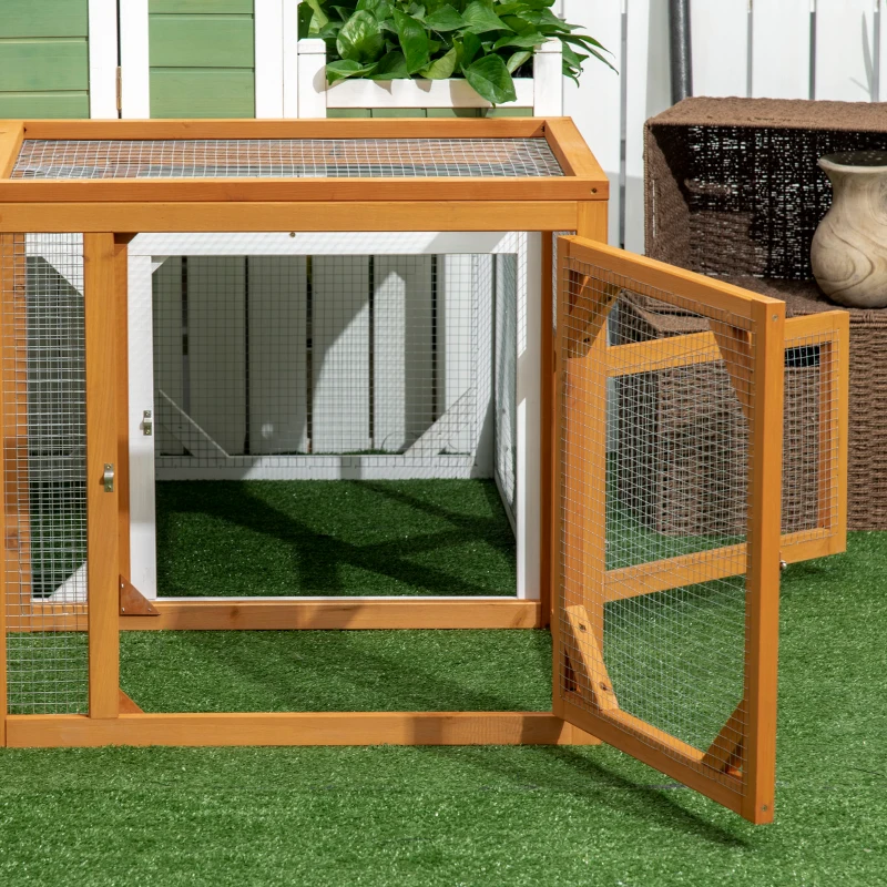 PawHut 55" Wooden Chicken Coop Extension Outdoor with Roosting Bars, Combinable Design, Orange