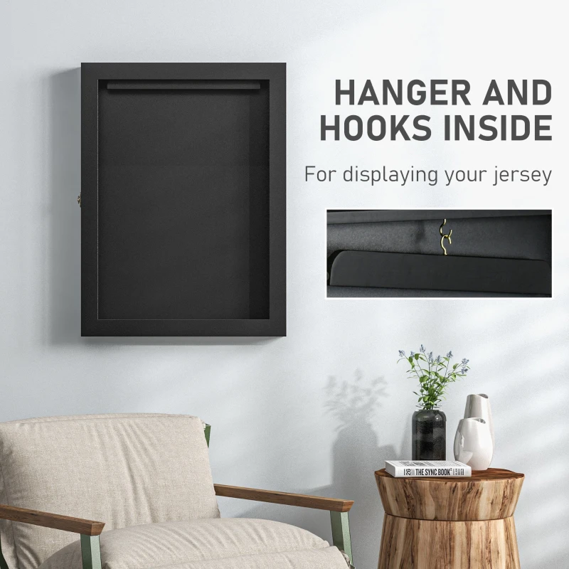 HOMCOM 24" x 32" Hockey Jersey Frame, Jersey Shadow Box for Basketball Football Baseball, Black
