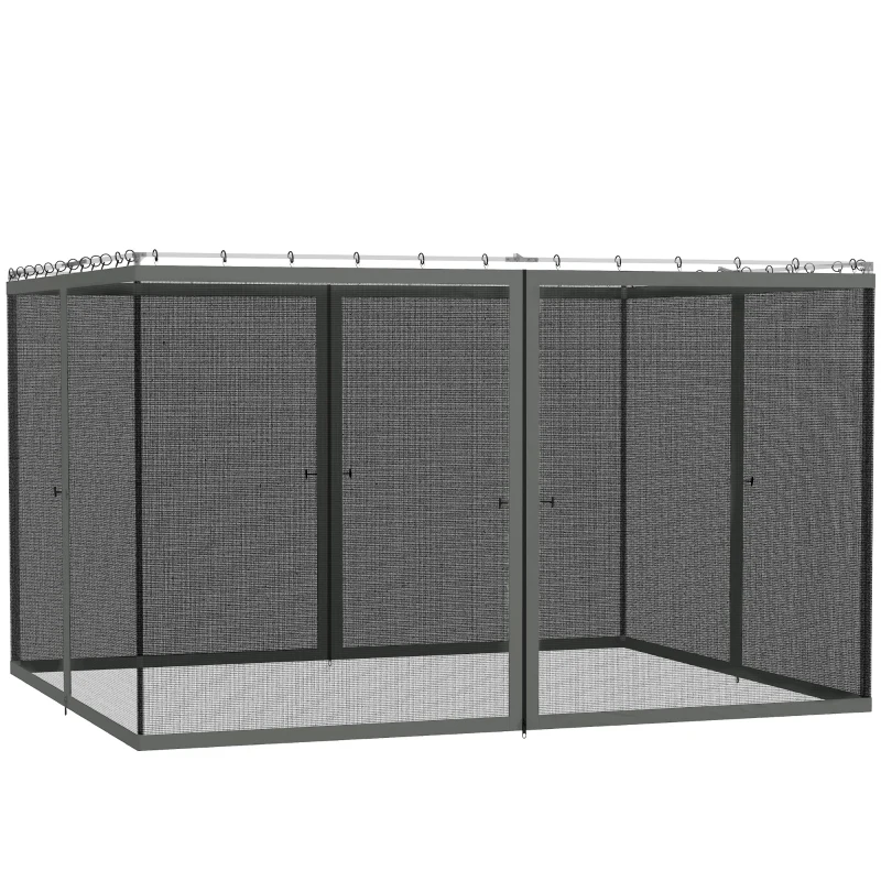 Outsunny Replacement Mosquito Netting for Gazebo 10' x 12' Black Screen Walls for Canopy with Zippers, Dark Grey