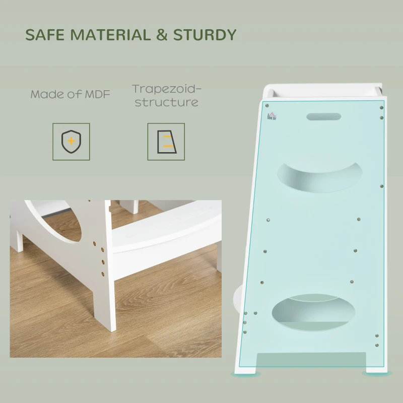 HOMCOM Kids Kitchen Stool with Adjustable Height, Counter Step Stool for Toddlers for Kids, White