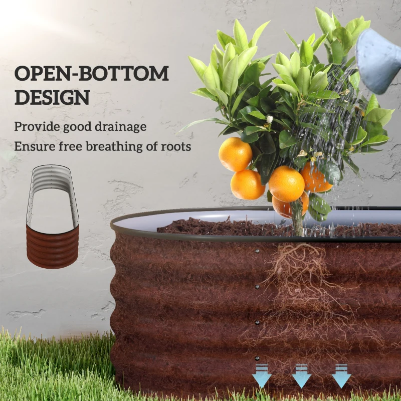 Outsunny 7.9' x 2' x 1.4' Galvanized Raised Garden Bed Kit, Metal Planter Box with Safety Edging, Brown