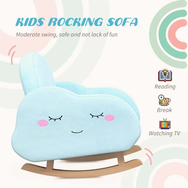Qaba Rocker Armchair for Nursery Playroom Preschool for 1.5-5 Years, Blue