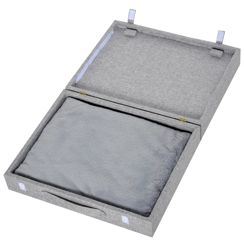 PawHut Cat House Foldable 2 In 1 Design Condo Pet Bed with Removable Washable Cushions Scratching Pad, Grey