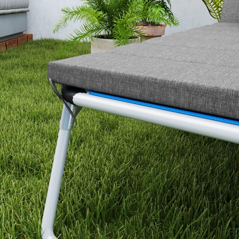 Outsunny Foldable Chaise Lounge Cushion Set of 2, Outdoor Lounge Chair Cushion Set, UPF50+ 230gsm Olefin, 80" x 26" Charcoal Gray