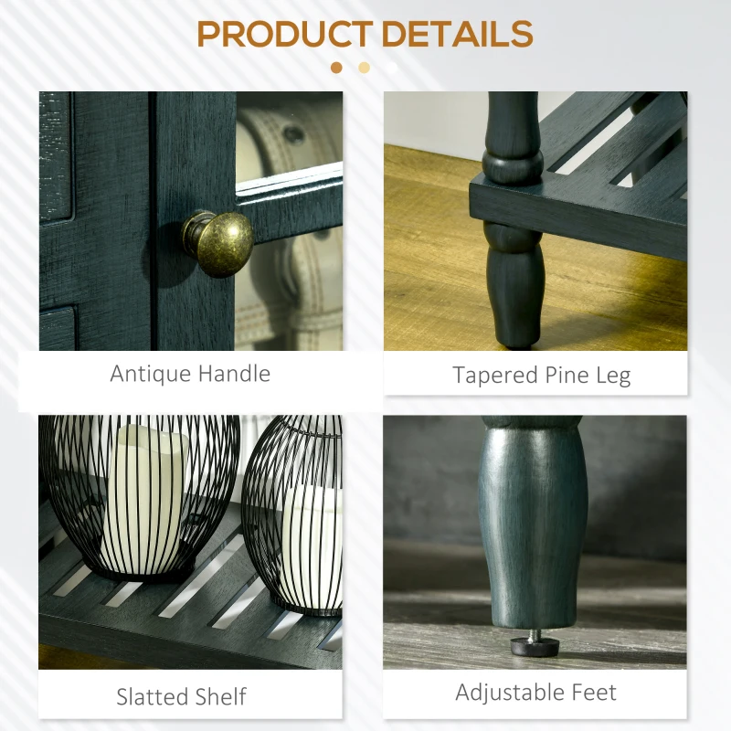 HOMCOM Vintage Console Table with 2 Drawers and Cabinets, Retro Sofa Table for Entryway, Living Room and Hallway, Vintage Blue