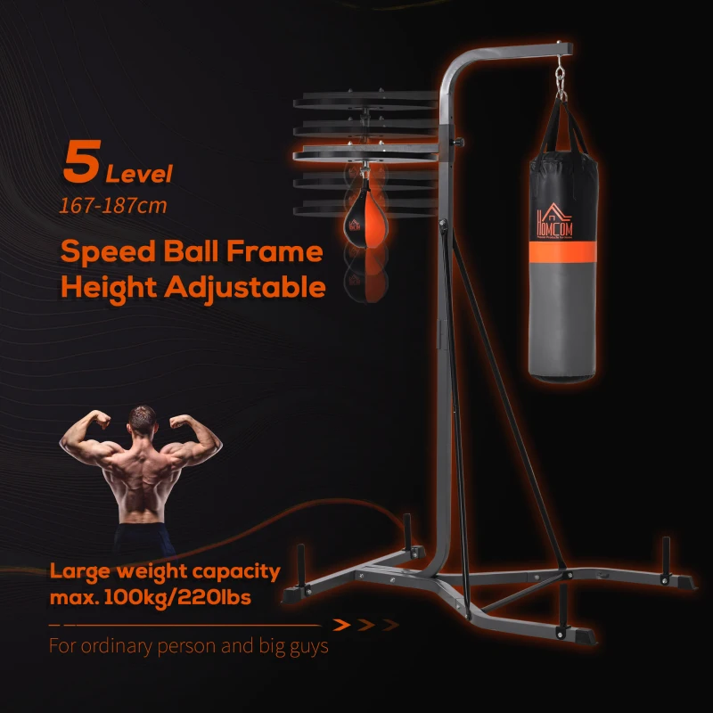 HOMCOM Punching Bag Holder and Speed Ball Exercise Punching Bag Stand with Punching Ball 45.25"L x 61.75"W x 87"H Load 220lb