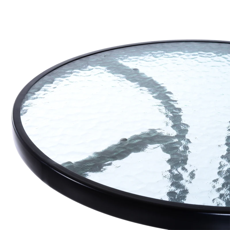 Outsunny 3pcs Patio Bar Set, Outdoor Bistro Set with 2 Bar Stools and 1 Tempered Glass Bar Table, Dining Chat Set, Tan