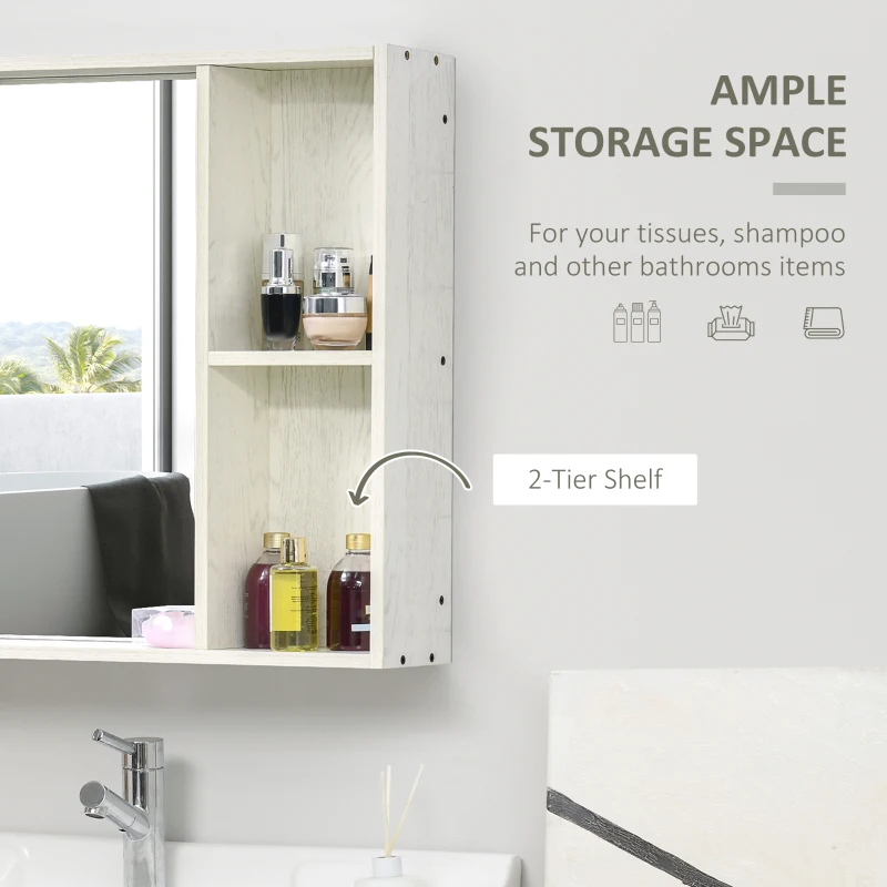 kleankin 31.5" x 25.5" Bathroom Medicine Cabinet with Mirror, Storage Shelf, Over Toilet Bathroom Cabinet Wall Mounted for Living Room and Laundry Room, White