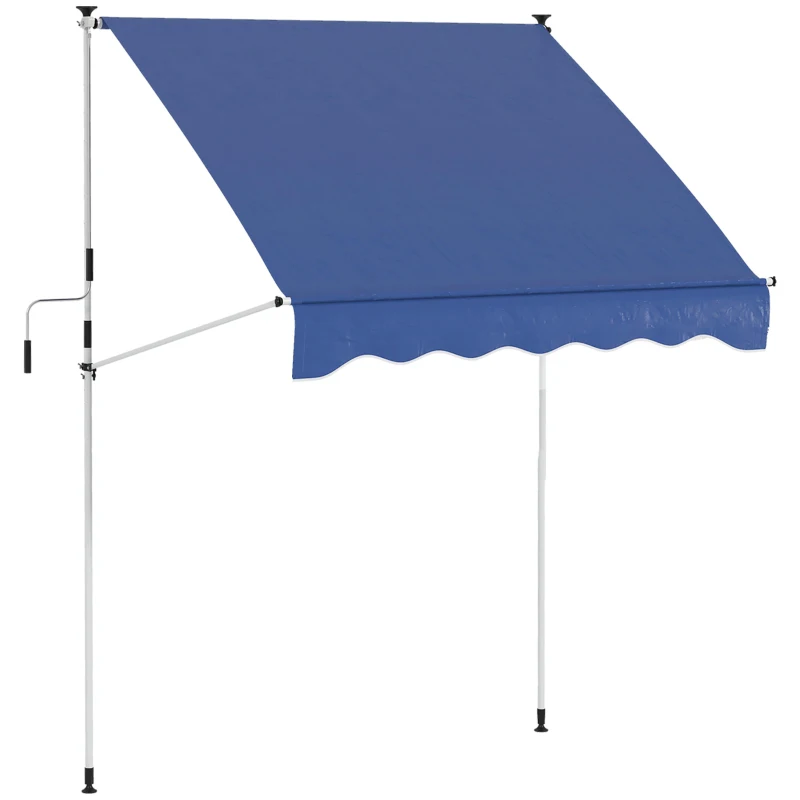 Outsunny 6.6'x5' Manual Retractable Patio Awning Sun Shelter Window Door Deck Canopy, Water Resistant UV Protector, Dark Blue