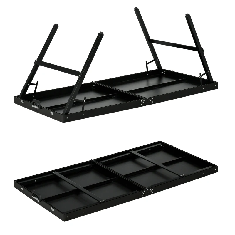 Soozier Mini Folding Table Tennis Table with Aluminium Frame, Portable Outdoor Ping Pong Table with Net for Indoor Outdoor Garden Camping, Black