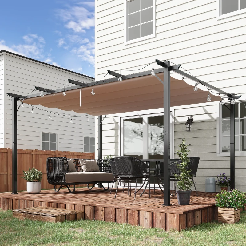 Outsunny 10' x 13' Outdoor Pergola Aluminium Gazebo Backyard Canopy Cover Square Sunshade Garden Grape Trellis Black