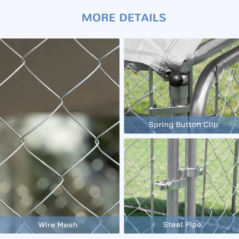 PawHut Outdoor Dog Kennel  with Roof, Dog Run with Waterproof & UV-Resistant Cover, Secure Lock, for Backyard & Patio, 7.5' x 7.5' x 5.7'