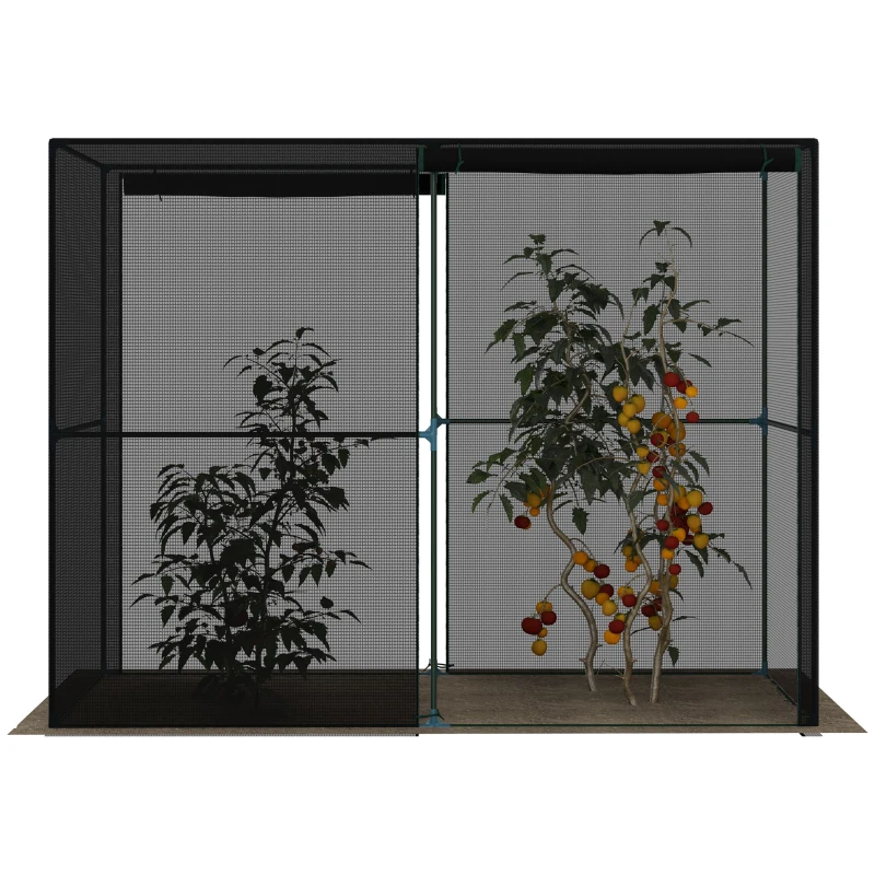 Outsunny 4' x 8' Crop Cage, Plant Protection Tent with Zippered Doors for Vegetable Garden, Backyard, Black
