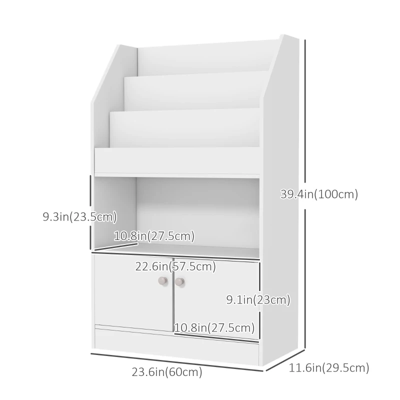 Qaba Toy Storage Organizer Shelf, Kids Bookshelf for Bedroom, Playroom, Nursery, White