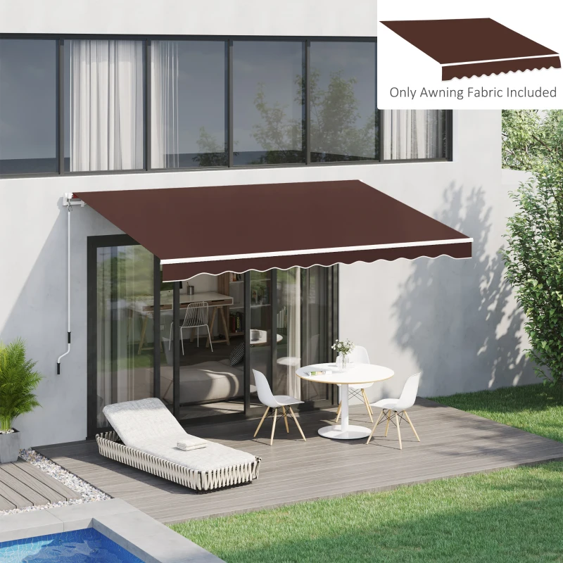 Outsunny Retractable Awning Fabric Replacement for 13' x 8' 840-151, Coffee