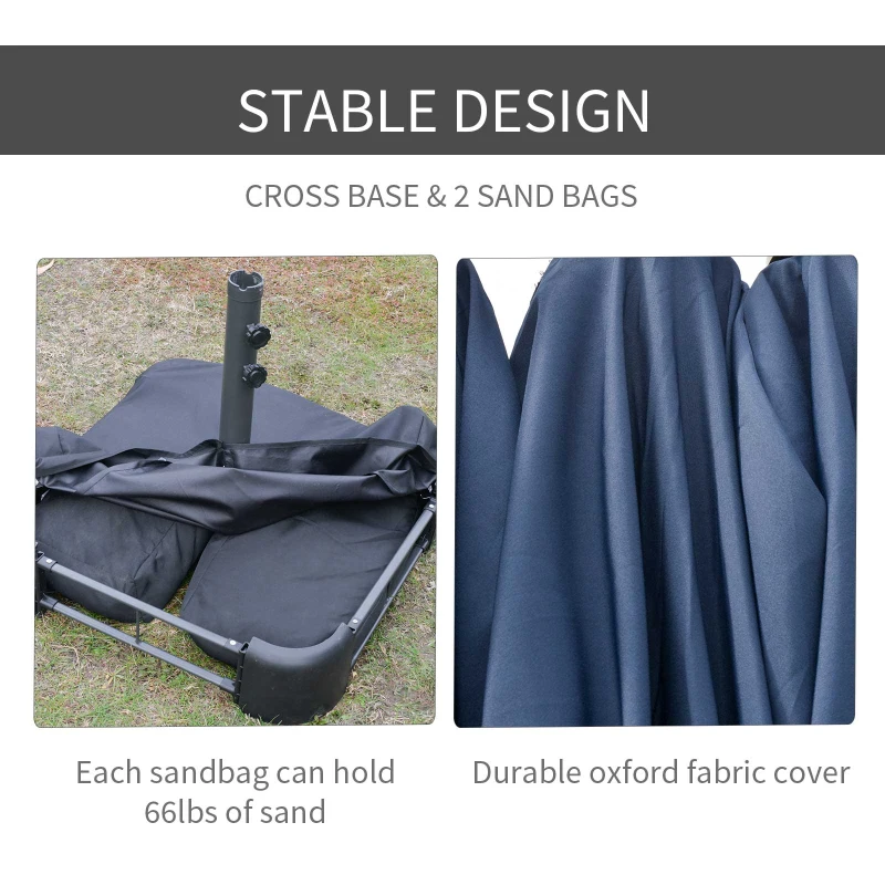 Outsunny Double-Sided Patio Umbrella, Rust-Resistant Steel, Poolside Shade, Dark Blue