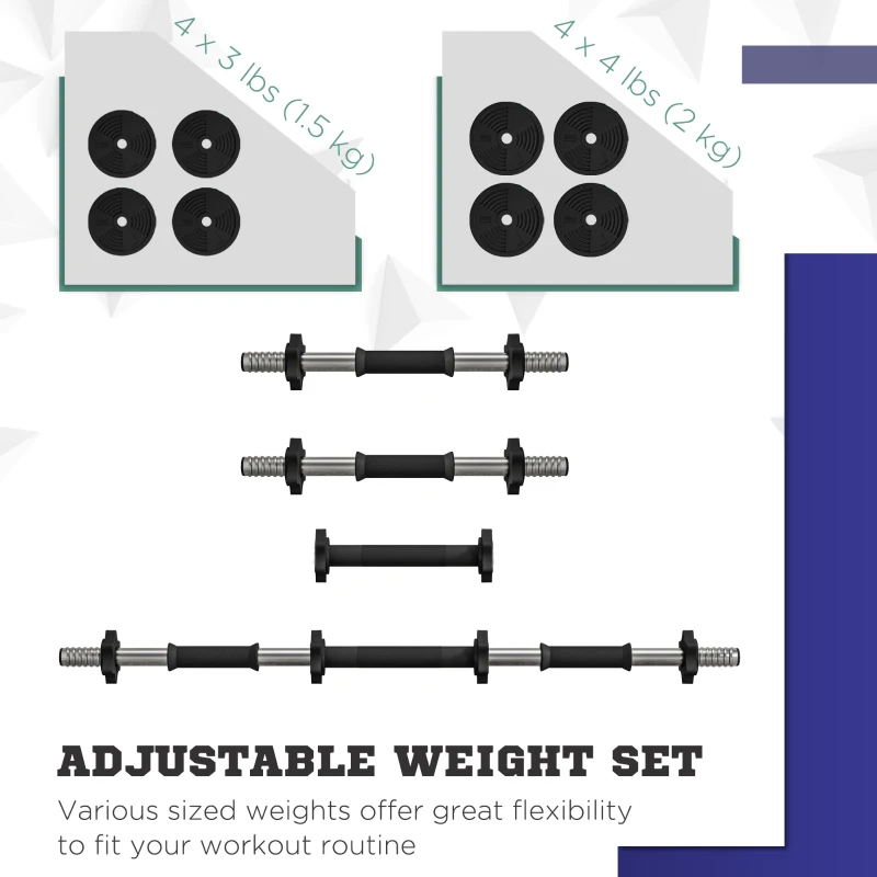 Soozier 33LBS 2-in-1 Adjustable Barbell & Dumbbells Set, Weights Set with Non-slip Handles for Men and Women Home Gym Training