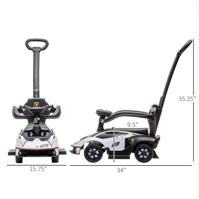 Aosom Toddler Push Car, Lamborghini Stroller Walking Car Age for 1-3, White