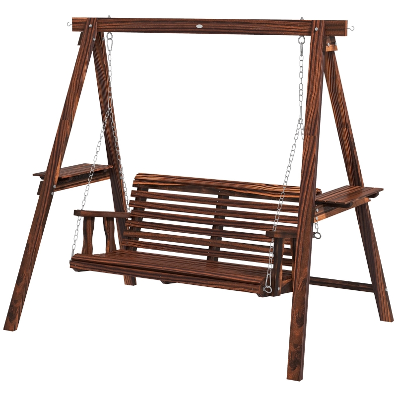 Outsunny 2-Seat Outdoor Swing Chair with Stand and Side