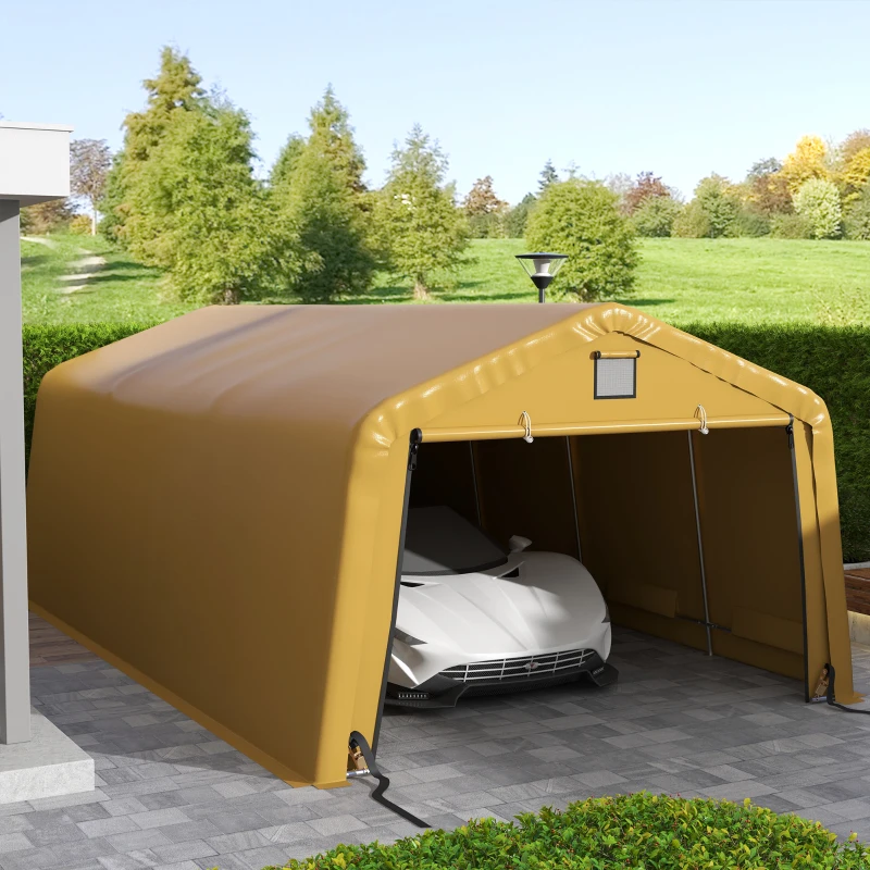 Outsunny Carport 12' x 20' Portable Garage, Heavy Duty Car Port Canopy with Ventilation Windows and Large Roll-up Door, Yellow