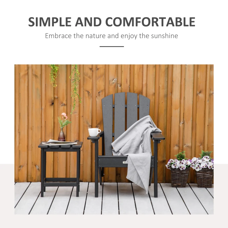 Outsunny Adirondack Chair, HDPE Fire Pit Chair, Weather Resistant Outdoor Chair for Patio, Garden, Backyard, Lawn, Black
