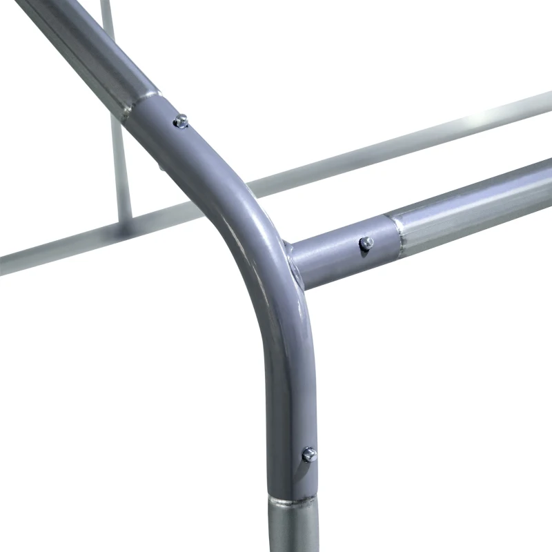 PawHut Chicken Run, Galvanized Large Metal Chicken Coop Cage, Walk-in Enclosure Poultry Hen Run House Playpen Rabbit Hutch with Flat Roof, Cover, 9.2' x 12.5' x 6.5', Silver