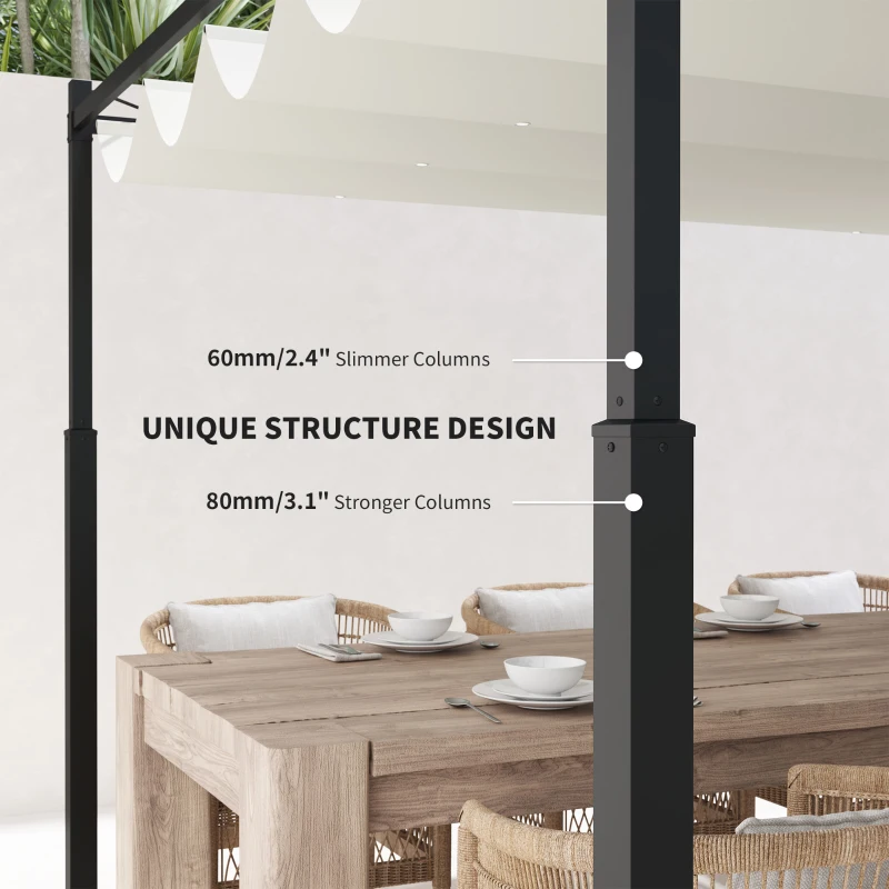 Outsunny 10' x 10' Retractable Pergola Canopy with Magnetic Fixture, UPF30+ Outdoor Pergola, Cream White