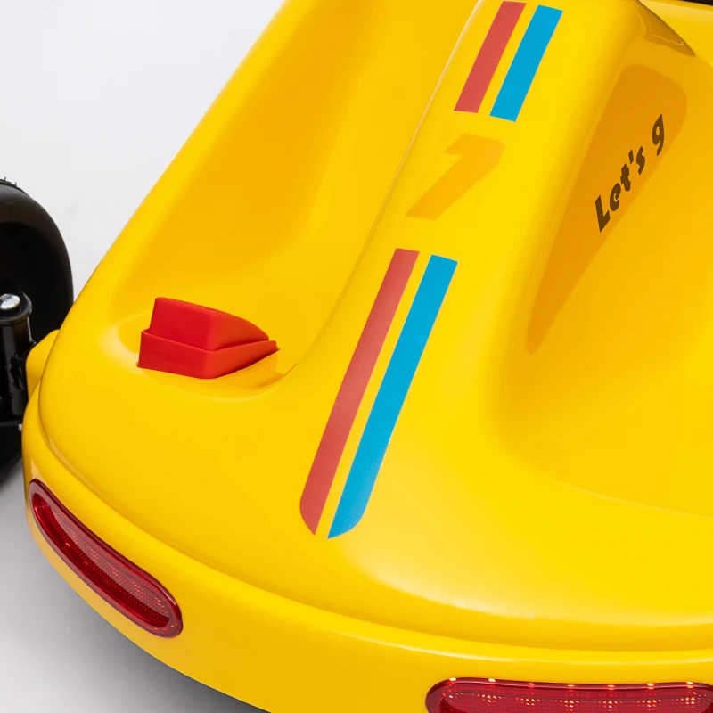 Qaba 6V Electric Go Kart for Aged 3-5 Kids with Music, Light, Horn, Yellow