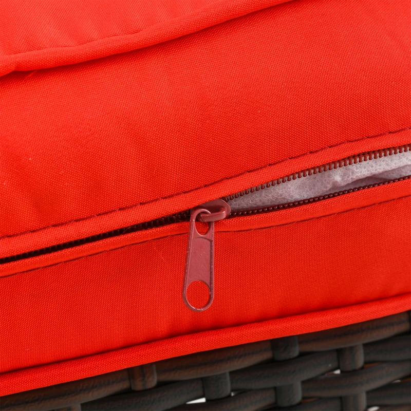 Outsunny 3 Piece Patio Furniture Set, PE Wicker Storage Table & Chairs, Red