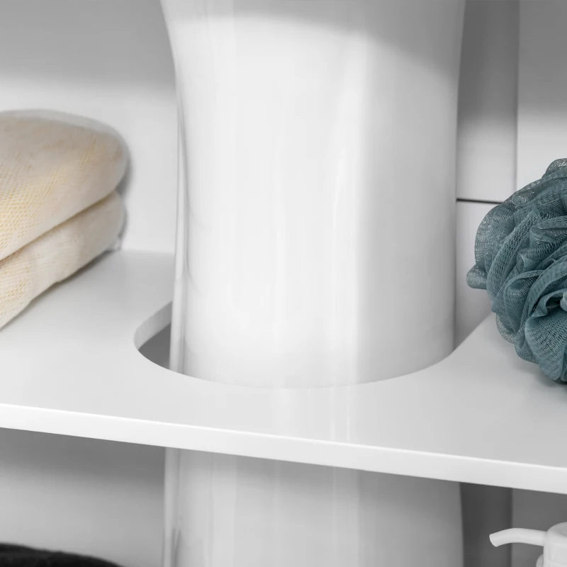 kleankin Modern 24" Bathroom Sink Cabinet, Pedestal Sink Storage Cabinet with Double Slat Doors and Shelf, White