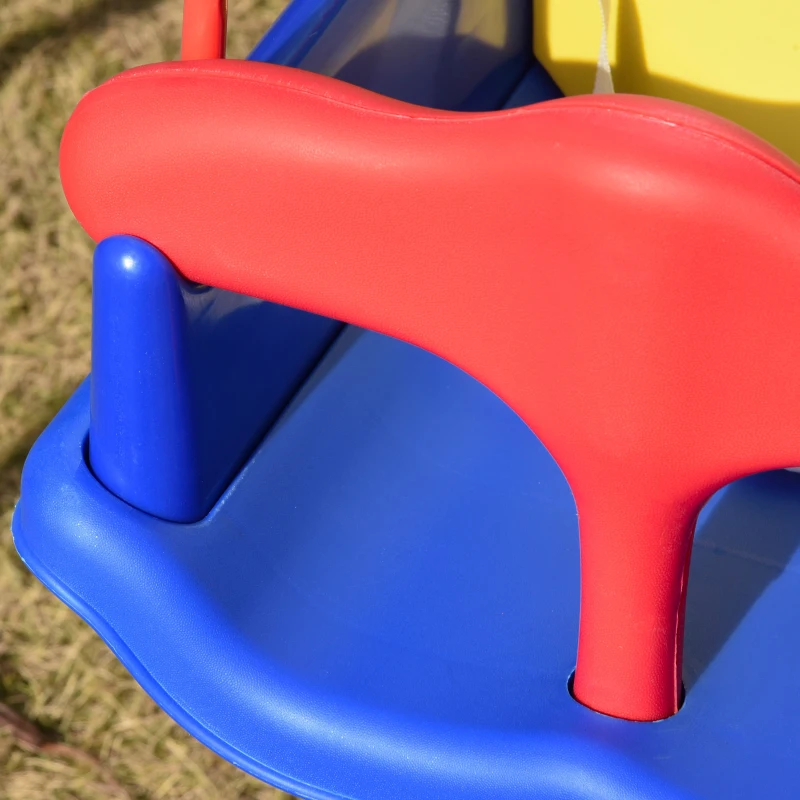 Outsunny Toddler Metal Swing Set with High Back Seat Safety Harness A-Frame Stand for Backyard Playground Outdoor Playset for Kid Age 3-36 Months