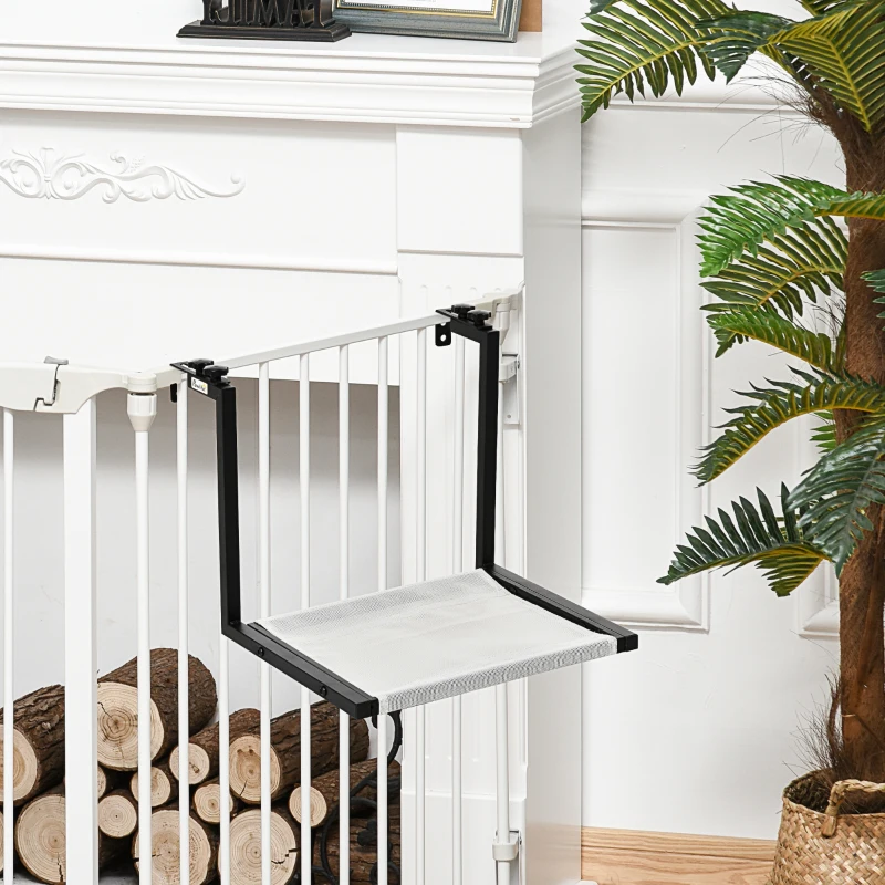 PawHut Wall-Mounted Cat Shelf, Kitten Perch, Kitty Furniture with Breathable Mesh Mat for Relaxing, Sleeping, Black