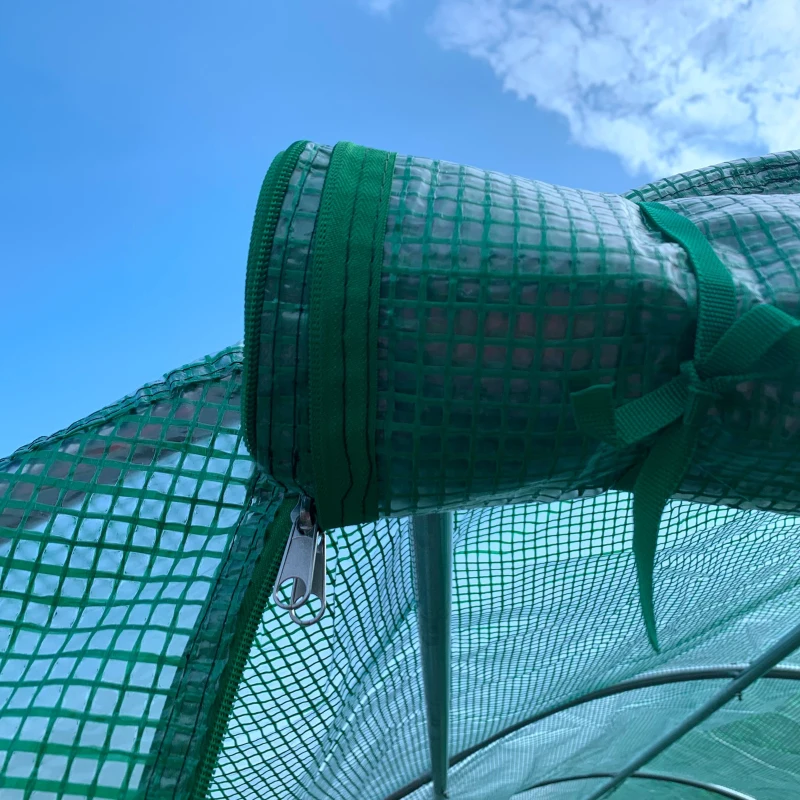 Outsunny 15' x 7' x 6.5' Walk-in Tunnel Hoop Greenhouse, Green House for Outside with PE Cover, Steel Frame, Roll-Up Zipper Door & Windows for Flowers, Vegetables, Tropical Plants, Green
