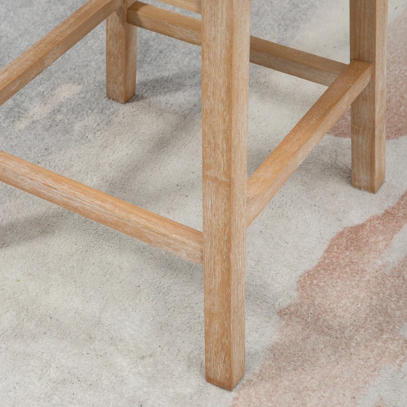 HOMCOM Upholstered Fabric Bar Height Bar Stools, 180° Swivel Nailhead-Trim Pub Chairs, 30" Seat Height with Rubber Wood Legs, Set of 4, Cream