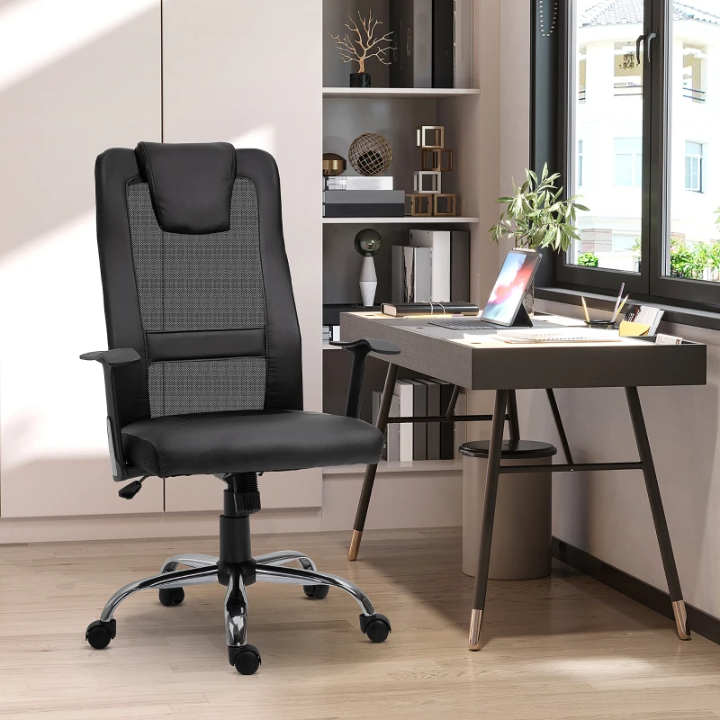 Vinsetto Ergonomic Office Chair with Thick Padded Headrest, Mesh Computer Desk Chair with Tilt Function, Armrest, Black