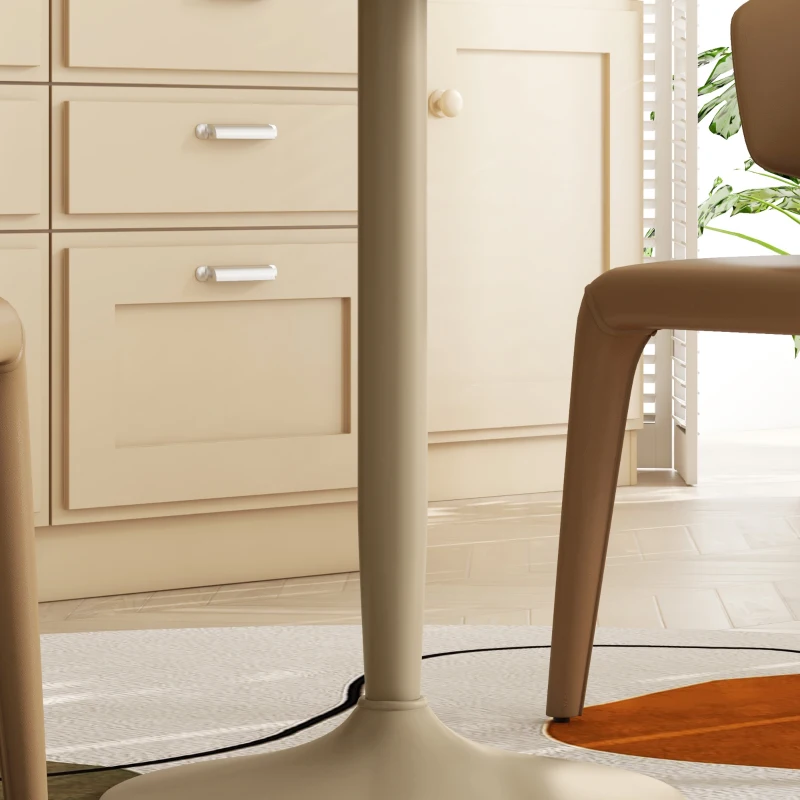 HOMCOM Modern Kitchen Table for 2 People, Round Dining Table with Steel Base for Living Room, Dining Room, Light Brown