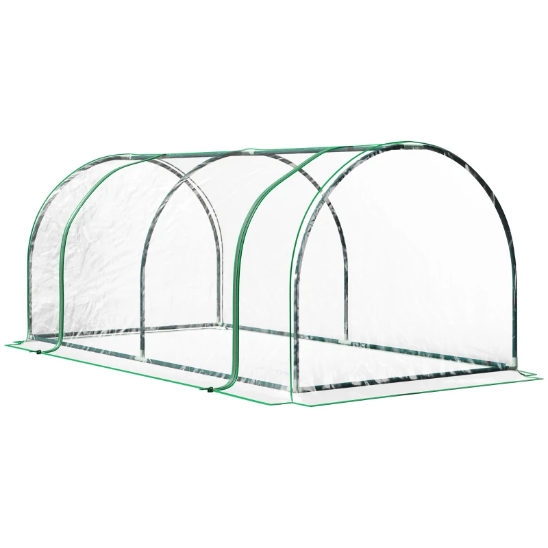 Outsunny 6' x 3' x 2.6' Mini Greenhouse Portable Hot House for Plants with Zippered Doors for Outdoor, Indoor, Garden, Clear