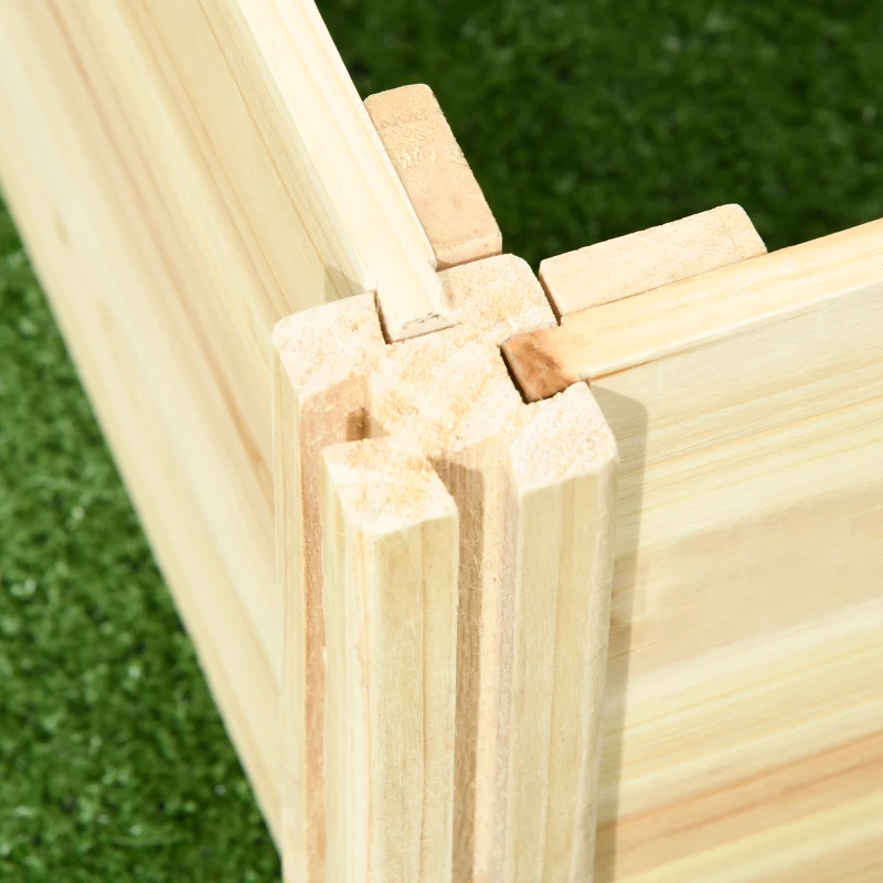 Outsunny Wood Planter Box with Trellis for Climbing Plants, Raised Garden Bed for Outdoor Flowers Herbs, 91"x24"x43", Natural