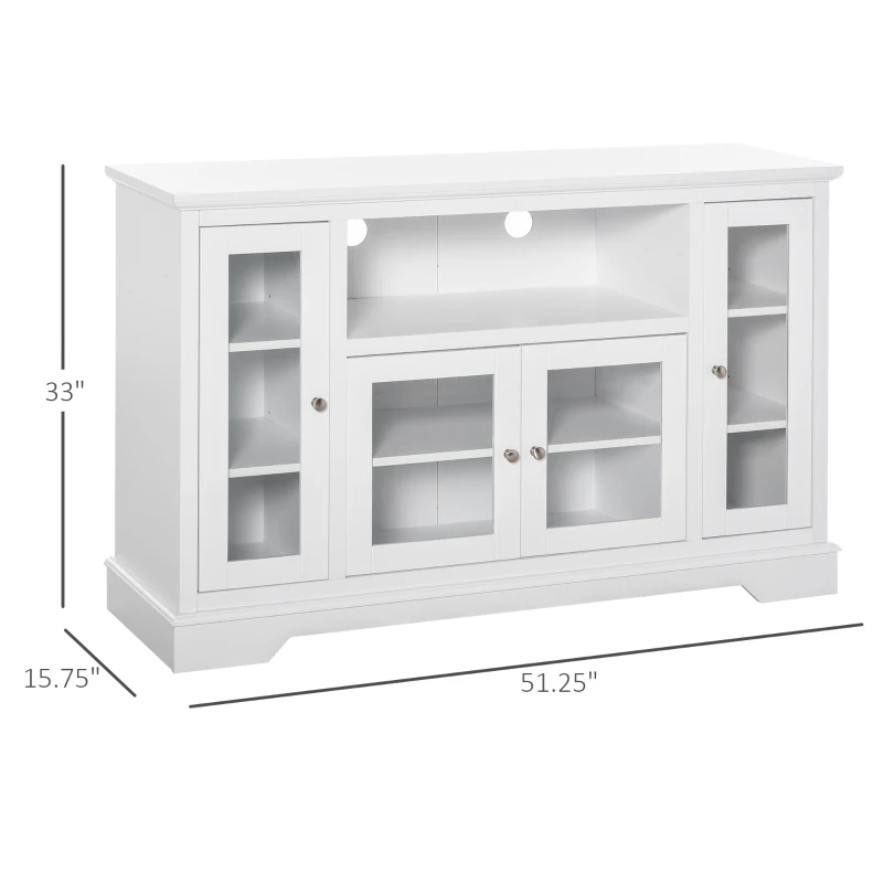 HOMCOM Sideboard Buffet Cabinet with Storage, Kitchen Cabinet Coffee Bar Cabinet with Glass Doors for Living Room, Kitchen, White