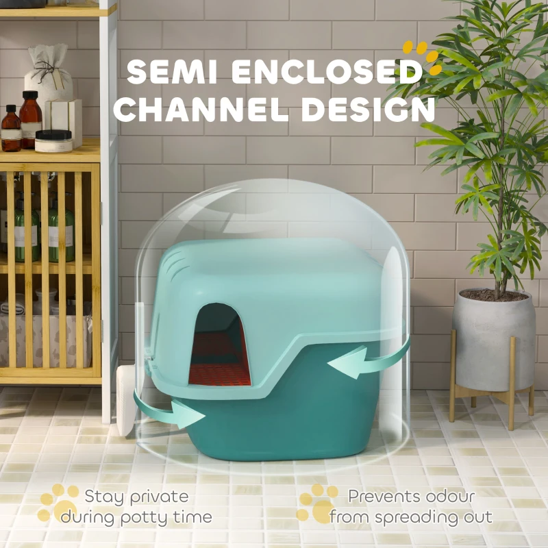 PawHut Cat Litter Box with Scoop, Easy to Clean & Openable Cover, Green