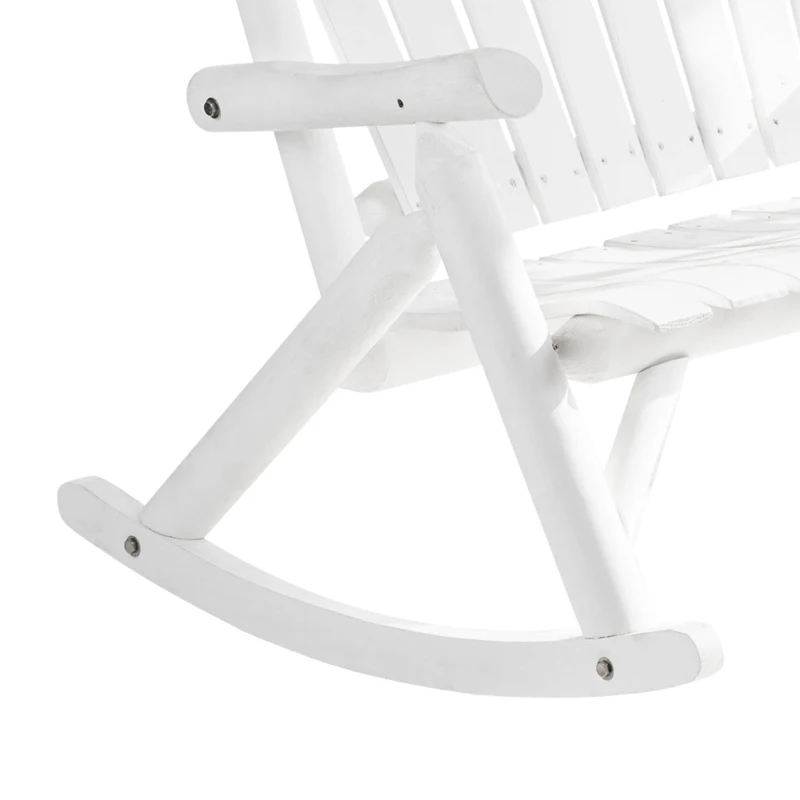Outsunny Outdoor Wooden Rocking Chair, Double-Person Adirondack Rocking Patio Chair with Rustic High Back, Slatted Seat and Backrest for Indoor, Backyard, Garden, White