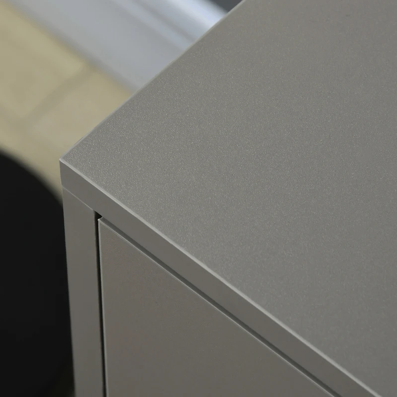 HOMCOM Modern Lateral Filing Cabinet, 3 Drawer File Cabinet for Letter and A4 Size Documents, Mobile, Printer Stand with Open Shelves, Rolling Wheels, Grey