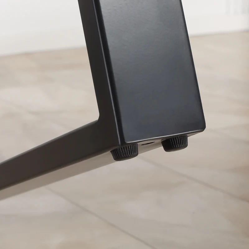 HOMCOM 63" Kitchen Table, Industrial Dining Table with Wave-edged Tabletop and Steel Legs for Up to 6 People, Rustic Brown