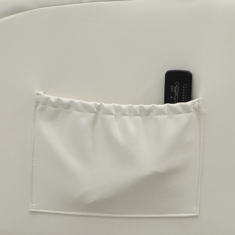 HOMCOM Massage Recliner Chair, Swivel Nursery Rocker Chair, Manual Reclining Sofa with 8 Vibration Points, PU Leather, Cup Holders, Side Pockets, for Living Room, Cream White