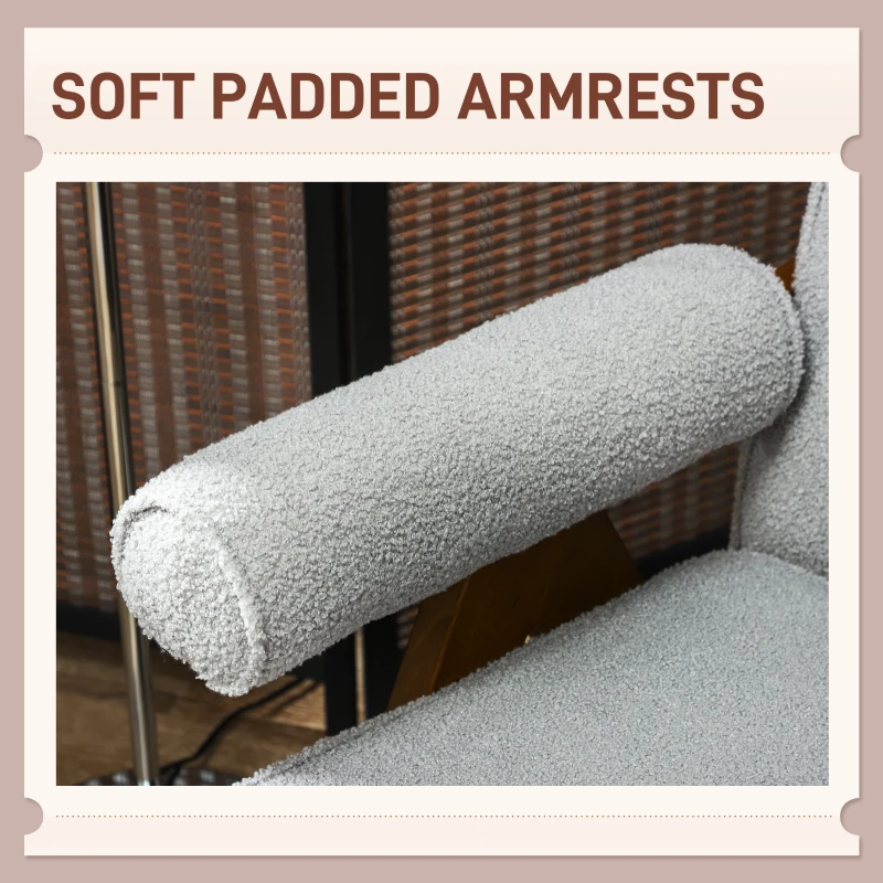 HOMCOM Cashmere Accent Chair Armchair with Wide Seat and Soft Padded Armrests for Reading, Bedroom, Light Grey