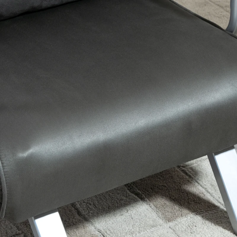 HOMCOM Single Person Folding 5 Position Convertible Sofa Bed Sleeper Chair Chaise Lounge Couch w/Pillow & Steel Frame, Dark Grey