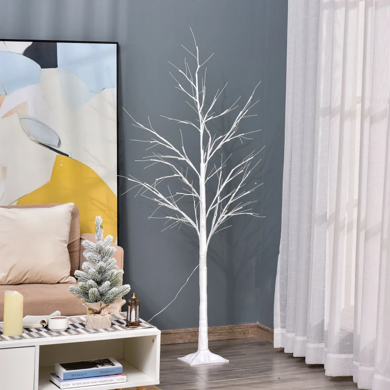 Outsunny 5FT Garden Birch Tree Light with 58 Warm LEDs and 8 Light Modes, DIY Artificial Tree Lamp for Outdoor and Indoor Birthday Wedding Party
