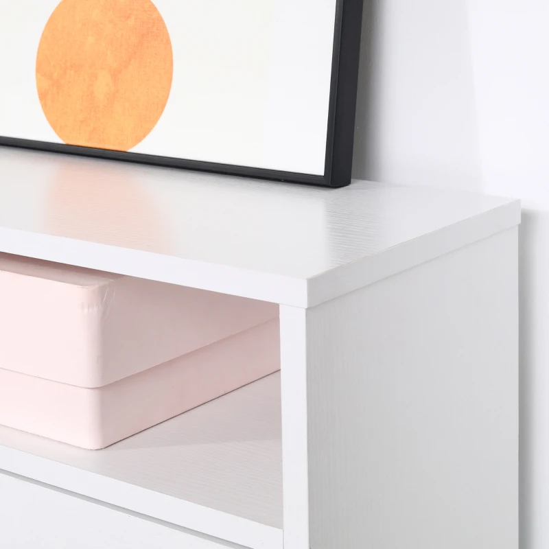 HOMCOM Slim Shoe Storage, Trendy Shoe Rack with 3 Large Fold-Out Drawers & a Spacious Top Surface, White