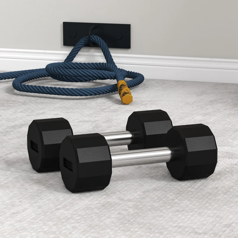 Soozier 2 x 10lbs Dumbbells Set with Non-Slip Grip, Rubber Covered Weights for Men Women Home Gym Workout