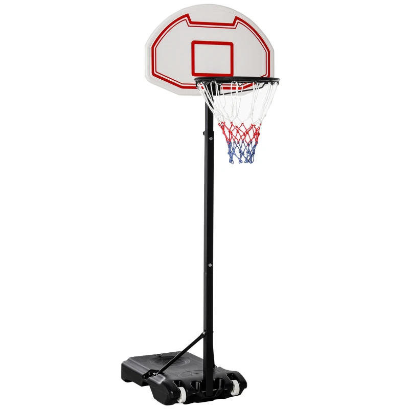 Soozier Portable Basketball Hoop and Stand, 5-7ft Height-Adjustable, with Wheels, 29" Backboard, Ball Holder, Durable Basketball Goal for Indoor and Outdoor Use